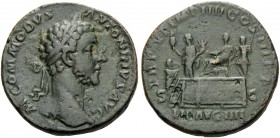 Commodus, 177-192. Sestertius (Orichalcum, 30 mm, 20.80 g, 12 h), Rome, 181. M COMMODVS ANTONINVS AVG Laureate head of Commodus to right. Rev. TR P VI...