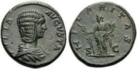 Julia Domna, Augusta, 193-217. As (Bronze, 24 mm, 10.58 g, 10 h), Struck under Septimius Severus, Rome, 196-211. IVLIA AVGVSTA Draped bust of Julia Do...