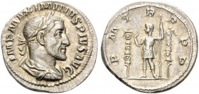 Maximinus I, 235-238. Denarius (Silver, 19.5 mm, 3.61 g, 5 h), Rome, 235. IMP MAXIMINVS PIVS AVG Laureate, draped, and cuirassed bust of Maximinus to ...