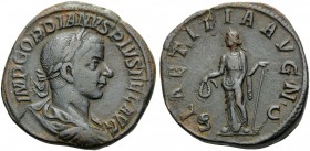 Gordian III, 238-244. Sestertius (Orichalcum, 32 mm, 71.01 g, 11 h), Rome, 241-243. IMP GORDIANVS PIVS FEL AVG Laureate, draped and cuirassed bust of ...
