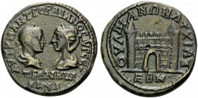 THRACE. Anchialus . Gordian III, with Tranquillina, 238-244. (Bronze, 25 mm, 10.02 g, 12 h). AVT K M ANT ΓOPΔIANOC AYΓ CE / TPANKYΛ-ΛINA Laureate, dra...