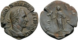 Trajan Decius, 249-251. Sestertius (Orichalcum, 27 mm, 12.84 g, 12 h), Rome, 249-250. IMP C M Q TRAIANVS DECIVS AVG Laureate and cuirassed bust of Dec...