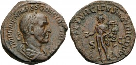 Trajan Decius, 249-251. Sestertius (Orichalcum, 29 mm, 16.75 g, 11 h), Rome, 250-251. IMP CAES C MESS Q DECIO TRAI AVG Laureate and cuirassed bust of ...