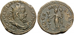 Postumus, Romano-Gallic Emperor, 260-269. Double Sestertius (Orichalcum, 32 mm, 20.08 g, 4 h), Colonia(Cologne), 266-267. IMP C M CASS LAT POSTVMVS P ...