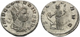 Claudius II Gothicus, 268-270. Antoninianus (Billon, 19 mm, 3.53 g, 12 h), Rome , 268-269. IMP C CLAVDIVS AVG Radiate, draped, and cuirassed bust righ...
