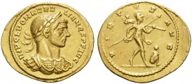 Aurelian, 270-275. Aureus (Gold, 22 mm, 4.06 g, 12 h), Mediolanum, 3rd emission, 271-272. IMP C L DOM AURELIANVS P F AVG Laureate and cuirassed bust o...
