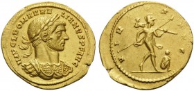 Aurelian, 270-275. Aureus (Gold, 22 mm, 4.65 g, 12 h), Mediolanum, 3rd emission, 271-272. IMP C L DOM AURELIANVS P F AVG Laureate and cuirassed bust o...