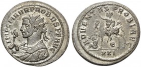 Probus, 276-282. Antoninianus (Billon, 24 mm, 4.06 g, 6 h), Siscia, 277. IMP C M AVR PROBVS P F AVG Radiate bust of Probus to left, wearing imperial m...