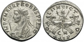 Probus, 276-282. Antoninianus (Billon, 21 mm, 3.67 g, 6 h), Cyzicus, 280. IMP C M AVR PROBVS P F AVG Radiate bust of Probus to left, wearing imperial ...