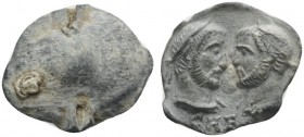 Constantius I with Galerius, 293-305. Seal (Lead, 13 mm, 2.56 g). Blank. Rev. CAES Confronted laureate heads of Constantius I and Galerius. Very rare;...