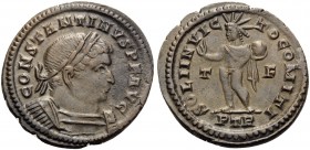 Constantine I, 307/310-337. Follis (Bronze, 24 mm, 3.70 g, 6 h), Treveri, 313-315. Laureate, draped and cuirassed bust of Constantine to right. Rev. S...