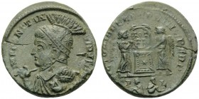 Constantine I, 307/310-337. Follis (Bronze, 18 mm, 2.76 g), Lugdunum, 319-320. IMP CONSTANTIN-VS AVG Cuirassed bust of Constantine to left, wearing hi...