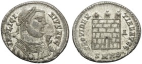 Licinius I, 308-324. Follis (Bronze, 20 mm, 2.85 g, 12 h), Heraclea, 318-320. IMP LICINIVS AVG Laureate and draped bust of Licinius to right, holding ...