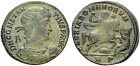 Constantius II, 337-361. Follis (Bronze, 25 mm, 4.55 g, 12 h), Rome, struck under Magnentius 350. D N CONSTANTIVS P F AVG Draped bust of Constantius t...
