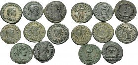 ROMAN. (Bronze, 25.47 g). Lot of 8 fourth century Roman middle size AE's. 1 helmeted Constantine the Great, 2 Crispus, 1 Constantius II Caesar, 1 Lici...