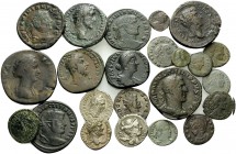 ROMAN. (145.81 g). A small but interesting collection of 23 Coins. Includes 10 late Roman AE's, 2 Roman Sestertii, 1 Dupondius of Marcus Aurelius, 3 s...