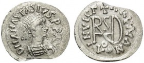 GEPIDS. Uncertain king. Quarter Siliqua (Silver, 15 mm, 0.87 g, 5 h), struck in the name of Anastasius I. 491-504 AD, Sirmium. D N ANASTASIVS P P AVG ...