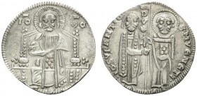 ITALY. Venezia (Venice) . Giovanni Soranzo, 1312-1328. Grosso (Silver, 20 mm, 2.14 g, 6 h). IC - XC Christ Pantokrator seated facing on throne. Rev. I...