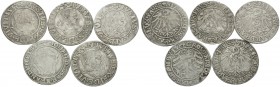 GERMANY. Preußen (Herzogtum; Ostpreußen) . (Silver, 8.84 g). Lot of Five Silver Groschen of Albrecht (4) and Johann (1). 1 . Albert, Duke of Brandenbu...