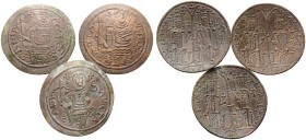 HUNGARY. Béla III, 1172-1196. (Bronze, 7.69 g). Lot of Three Rézpénz. 1 . AE, 26 mm, 2.23 g, 3h. 2 . AE, 26 mm, 2.82 g, 6h. 2 . AE, 26 mm, 2.68 g, 4h....