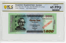 Bangladesh 500 Taka 2014 Specimen PCGS 65
P# 58d; # 0000000