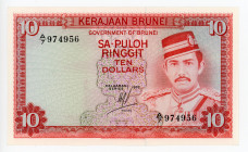 Brunei 10 Ringgit 1976
P# 8a; # A/7 974956; AUNC
