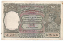 Burma 100 Rupees 1947 Overprint
P# 33;; #264232; With pinholes; VF