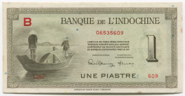 French Indochina 1 Piastre 1945
P# 76; # B 06535609; UNC