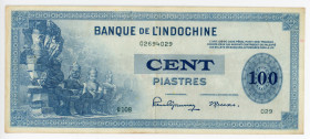 French Indochina 100 Piastres 1945
P# 78a; # 02694029; XF
