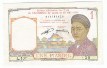 French Indochina 1 Piastre 1953 (ND)
P# 92; # 010910420; UNC