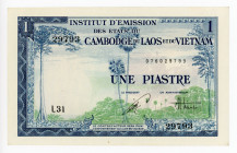 French Indochina 1 Piastre / 1 Kip 1954 (ND)
P# 100; # L31 076029793; XF
