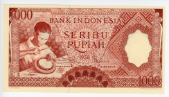 Indonesia 1000 Rupiah 1958
P# 61; # EFJ14944; AUNC