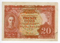 Malaya 20 Cents 1945 (1941)
P# 9b; F /VF-