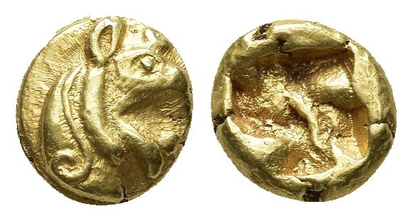 IONIA. Phokaia. EL 1/3 Stater (Circa 625/00 BC).
Obv: Head of griffin right.
R...