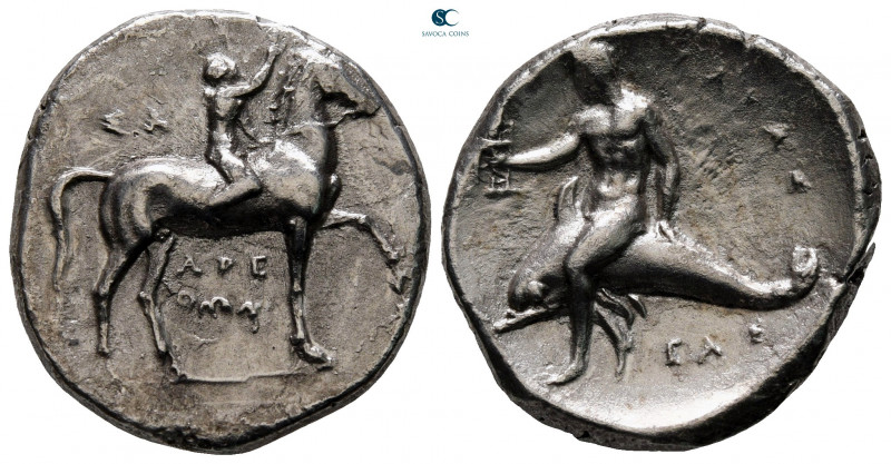 Calabria. Tarentum circa 272-240 BC. 
Nomos AR

22 mm, 7,79 g



very fin...