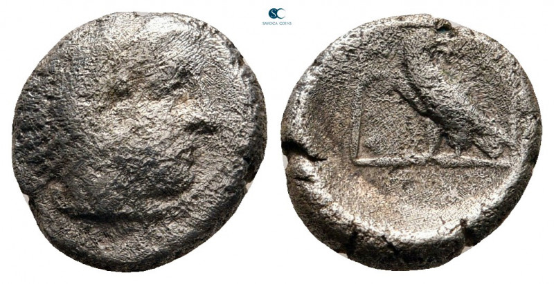 Kings of Macedon. Amyntas III 393-369 BC. 
Trihemiobol BI

11 mm, 1,18 g

...