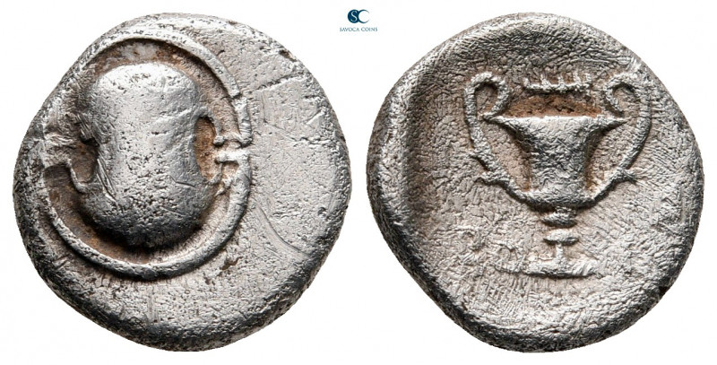 Boeotia. Thebes circa 426-395 BC. 
Hemidrachm AR

14 mm, 2,50 g



very f...