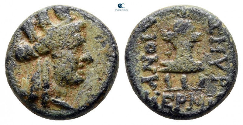 Ionia. Smyrna. ΔIONYΣΟΣ ΕΡΜ- (Dionysios Hermippou), magistrate 155-125 BC. 
Bro...