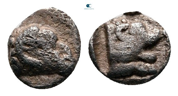 Caria. Uncertain mint circa 400-300 BC. 
Tetartemorion AR

6 mm, 0,21 g


...
