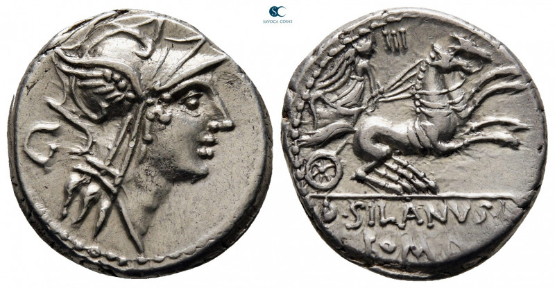 D. Silanus L. f 91 BC. Rome
Denarius AR

18 mm, 3,86 g



very fine