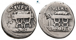Q. Pompeius Rufus 54 BC. Rome. Denarius AR