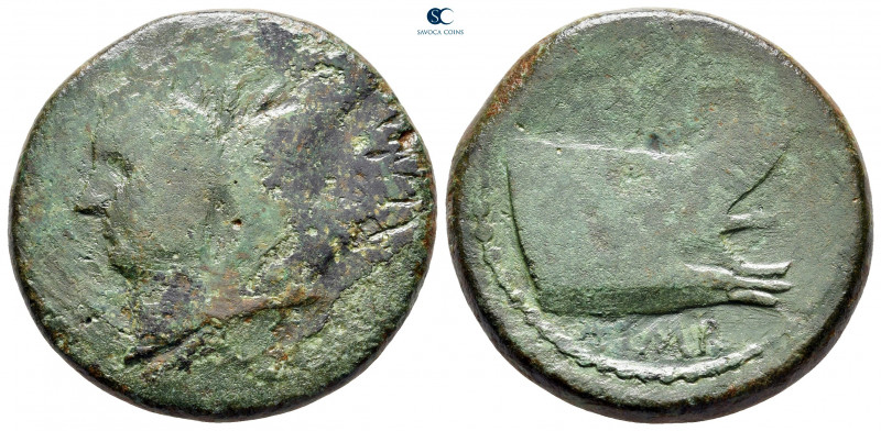 Sextus Pompey Magnus 43-36 BC. Uncertain mint in Sicily
As Æ

29 mm, 17,12 g...