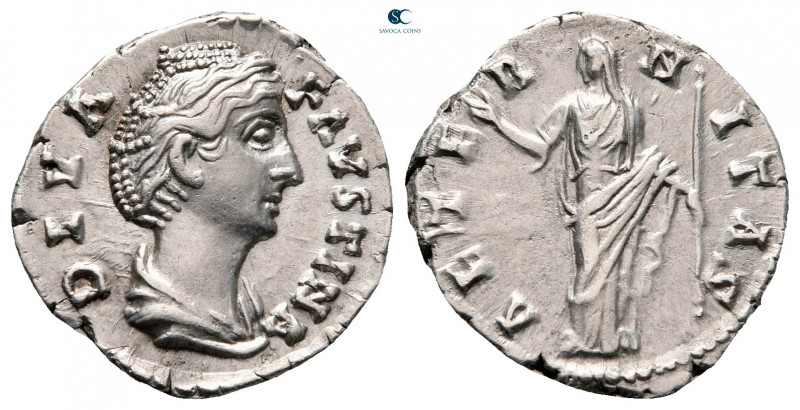 Diva Faustina I AD 140-141. Rome
Denarius AR

19 mm, 2,82 g



very fine