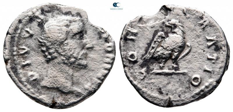Divus Antoninus Pius AD 161. Rome
Denarius AR

15 mm, 2,72 g



fine