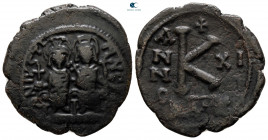 Justin II and Sophia AD 565-578. Cyzicus. Half Follis or 20 Nummi Æ