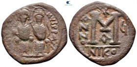 Justin II and Sophia AD 565-578. Nikomedia. Follis or 40 Nummi Æ