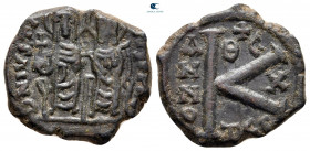 Justin II and Sophia AD 565-578. Thessalonica. Half Follis or 20 Nummi Æ