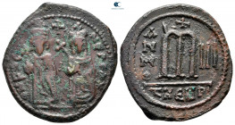 Phocas, with Leontia AD 602-610. Theoupolis (Antioch). Follis or 40 Nummi Æ