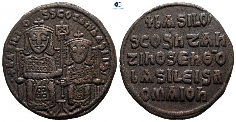 Basil I the Macedonian, with Constantine AD 867-886. Constantinople
Follis or 4...