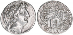 Seleukiden Philippos Philadelphios Antiochia
Griechen. Tetradrachme, 93-83 BC. ex Kreß 27/V/1968
15,69g
SC 2463,2a
ss
